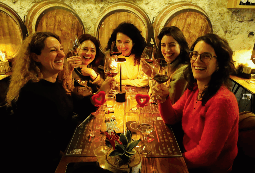 As meninas durante a degustação